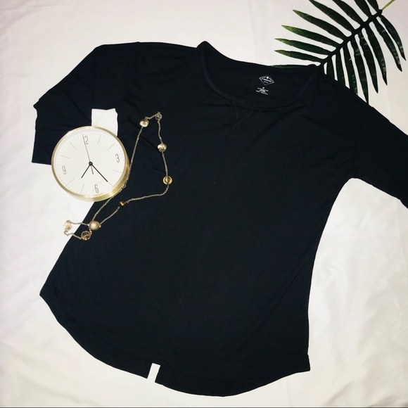 St. John's Bay Tops - Black shirt, 3/4 sleeve, split back, pullover